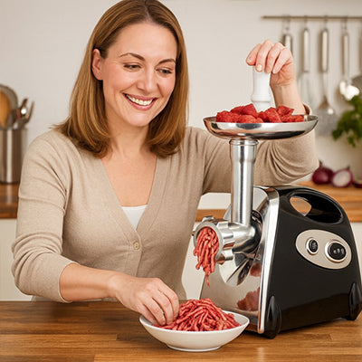 hachoir à viande puissant pratique avec ses accessoires adaptés