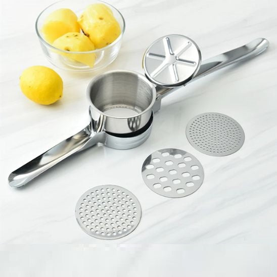 Presse-purée manuel ultra-résistant, équipé de poignées ergonomiques